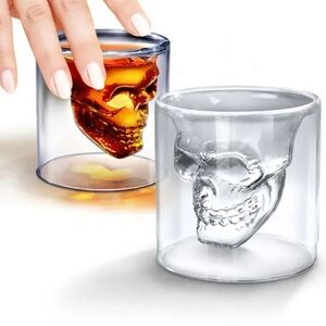 Double-layered Transparent Skull Head Crystal Glass Cup for Home Bar Club Shot